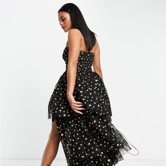 Lace & Beads black and gold star dress - Picture 3 of 3